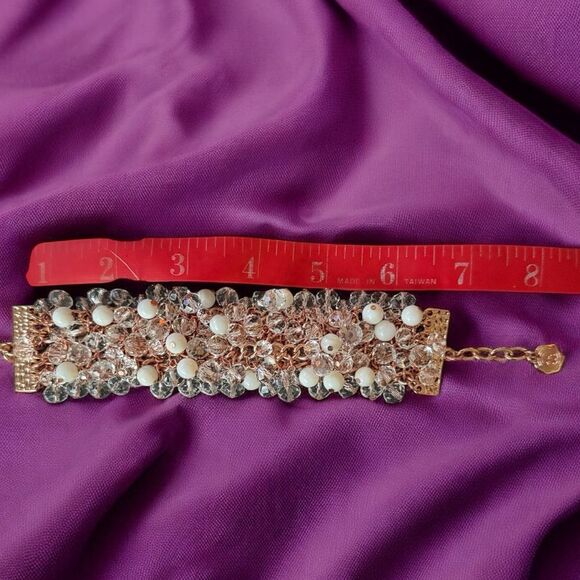 RJ Graziano “Pretty Pretty” White and Clear Beaded Rose GoldTone Bracelet - Picture 4 of 5